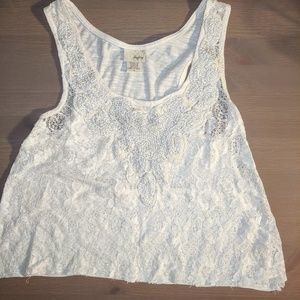 Embellished Cream Lace Crop Top